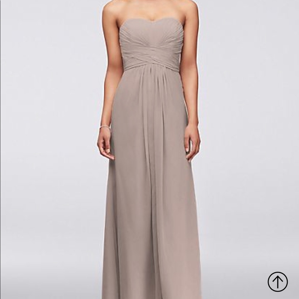 Long Strapless Chiffon Dress in *Biscotti*